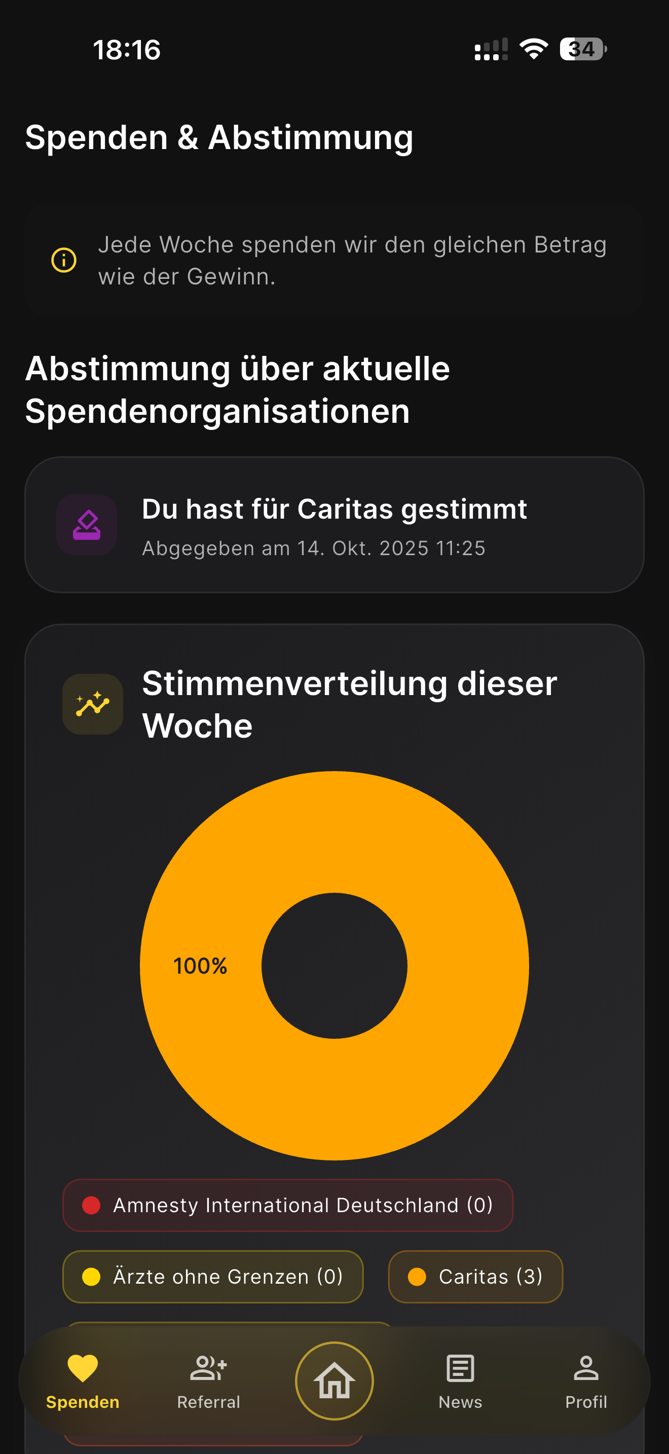 Spenden-Screenshot